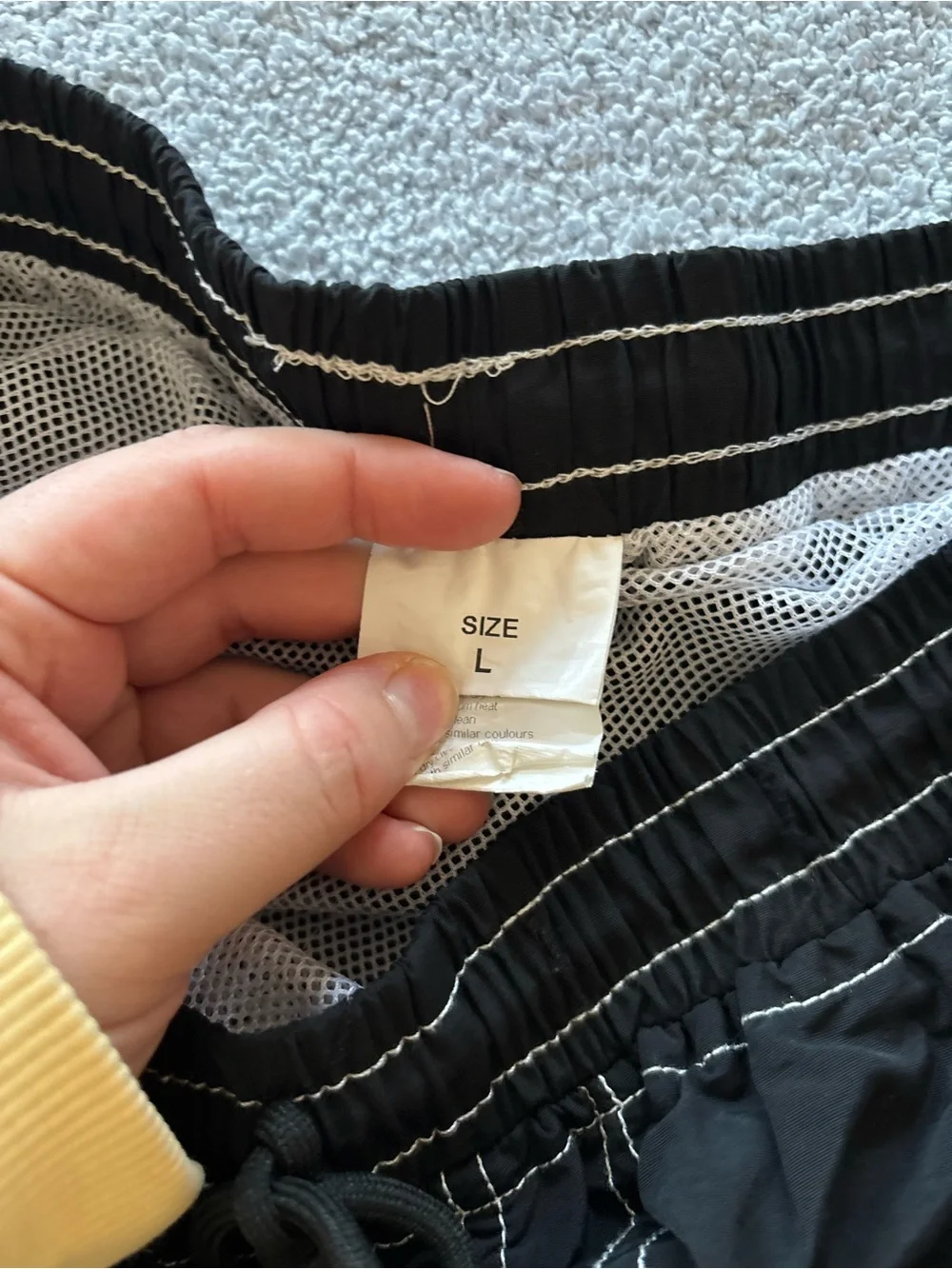 Men's Black Cargo Swim Trunks with Contrast Stitching